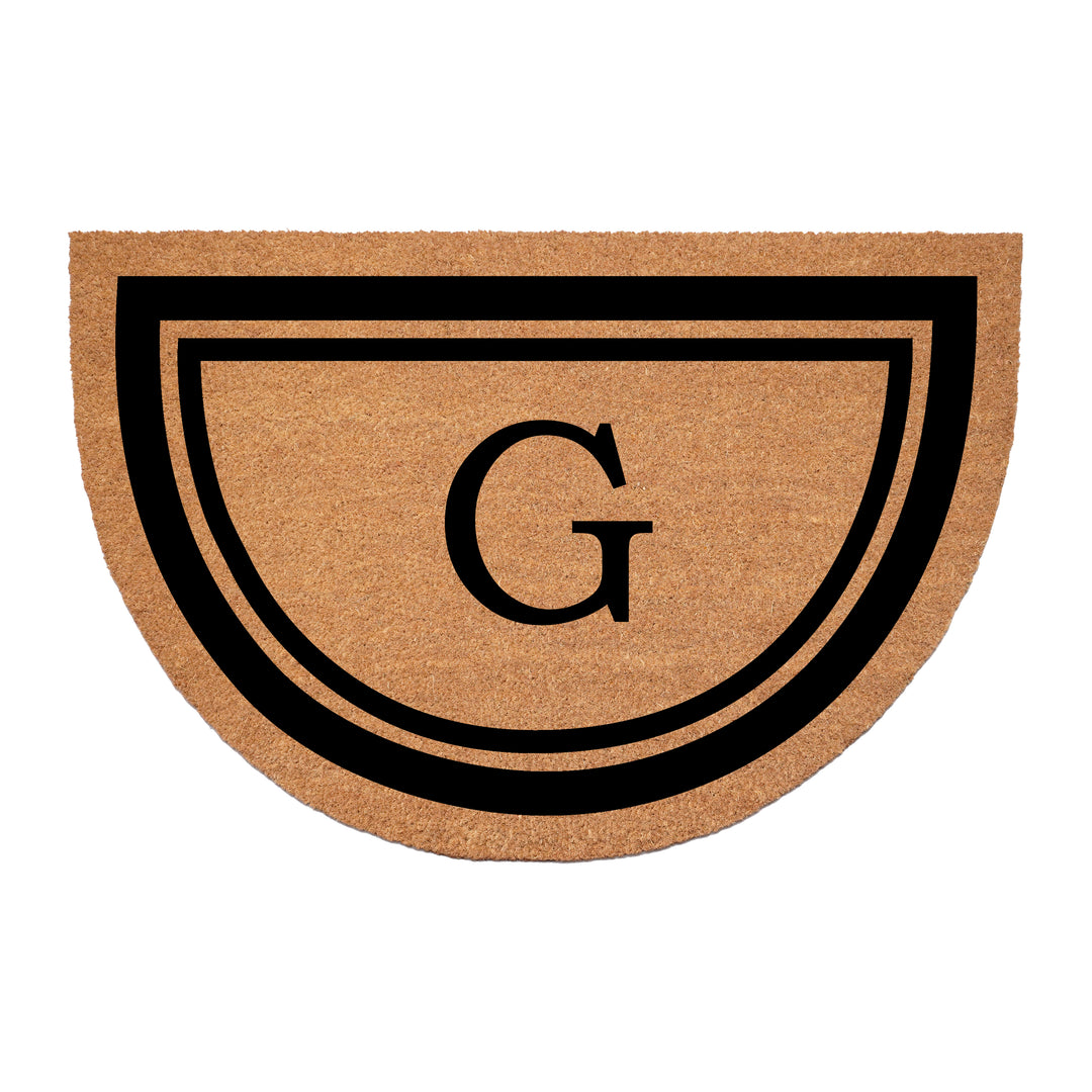 Half Circle Black Border Monogram Doormat