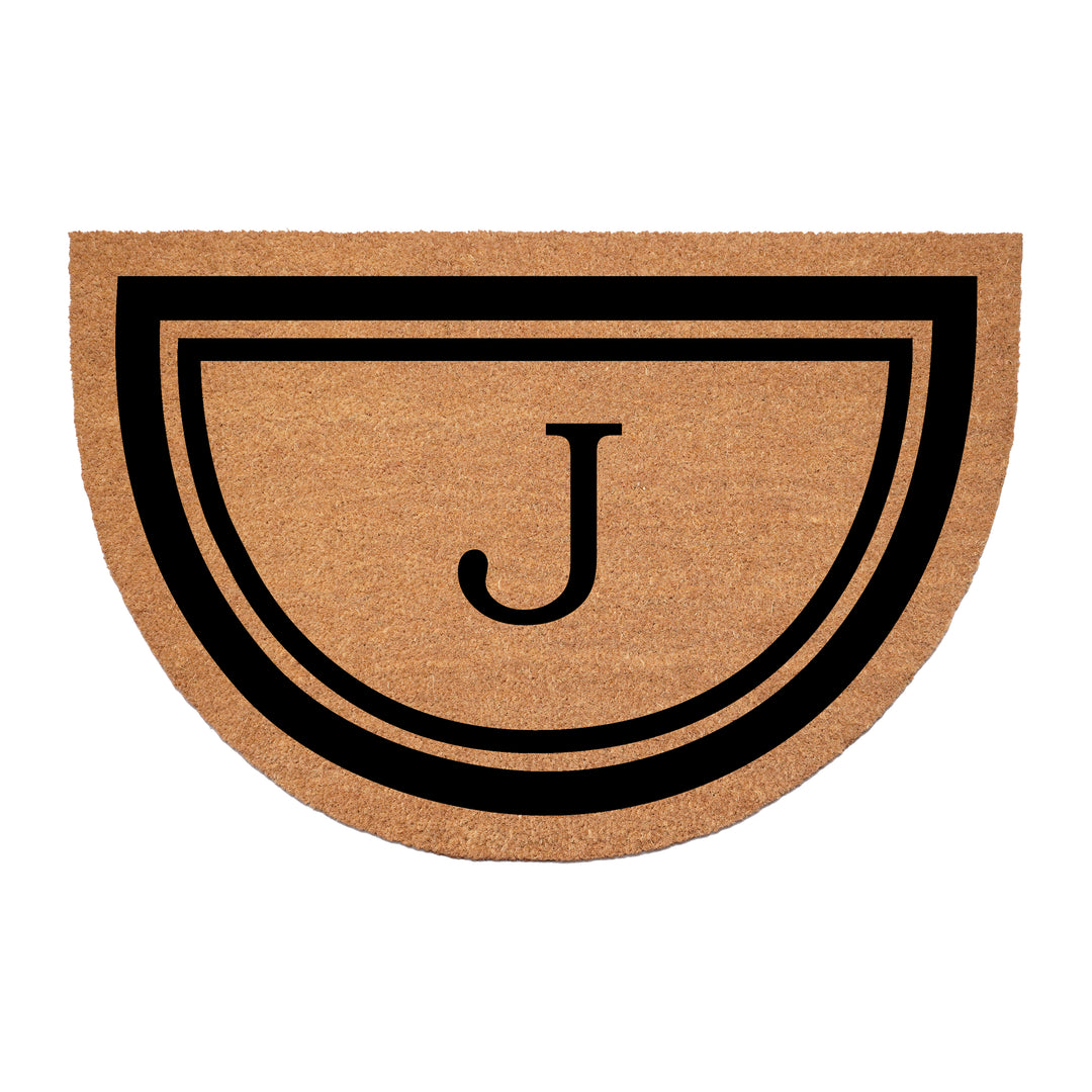 Half Circle Black Border Monogram Doormat