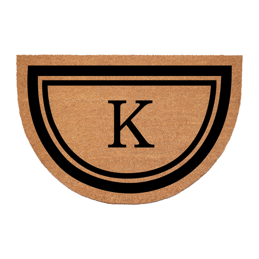 Half Circle Black Border Monogram Doormat
