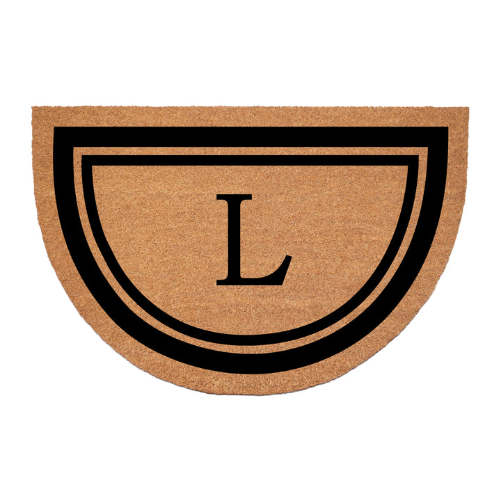 Half Circle Black Border Monogram Doormat