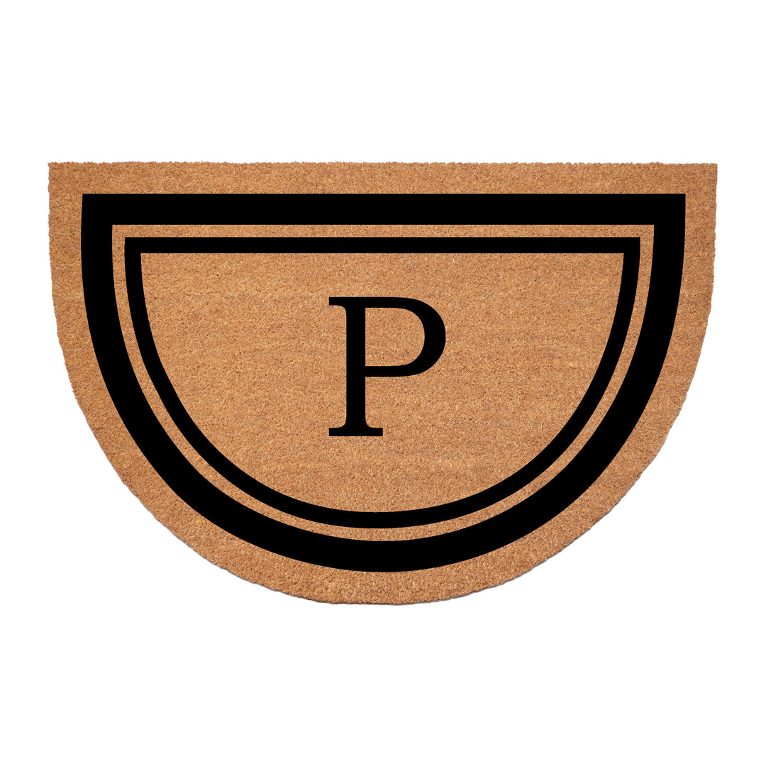Half Circle Black Border Monogram Doormat