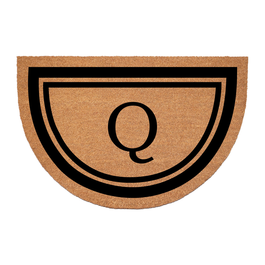 Half Circle Black Border Monogram Doormat