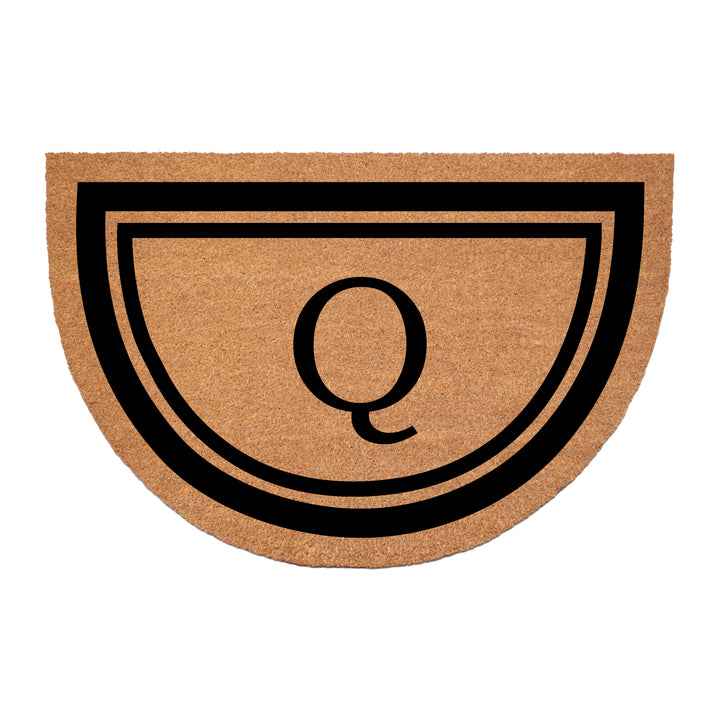 Half Circle Black Border Monogram Doormat