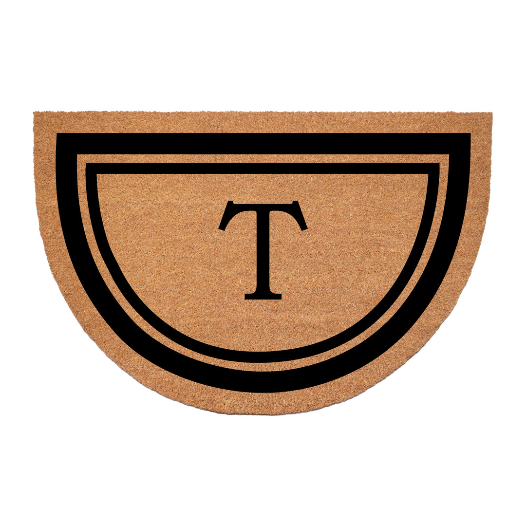 Half Circle Black Border Monogram Doormat