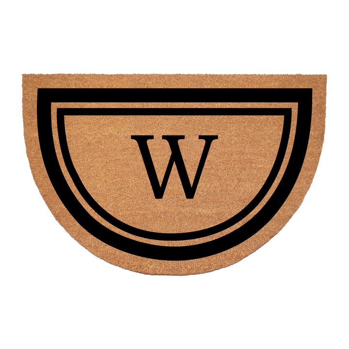 Half Circle Black Border Monogram Doormat
