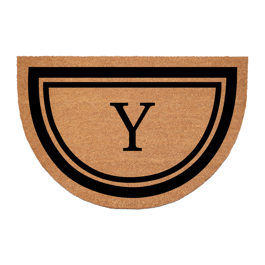 Half Circle Black Border Monogram Doormat