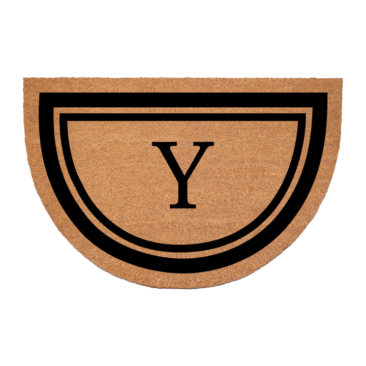 Half Circle Black Border Monogram Doormat