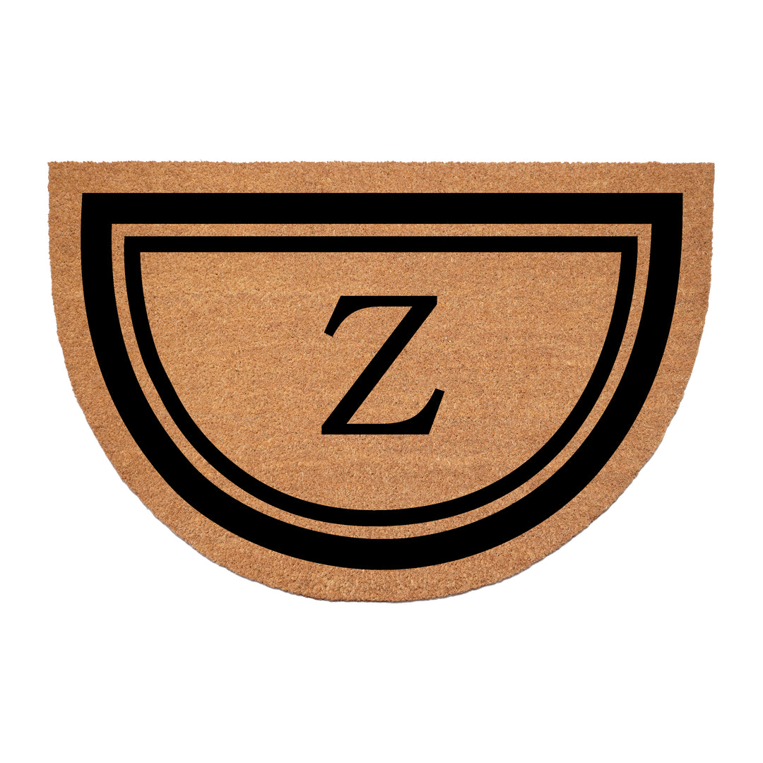 Half Circle Black Border Monogram Doormat