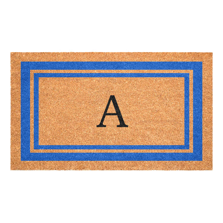 Blue Border Monogram Doormat