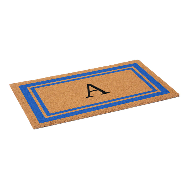 Blue Border Monogram Doormat