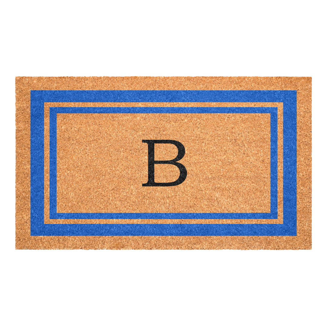 Blue Border Monogram Doormat
