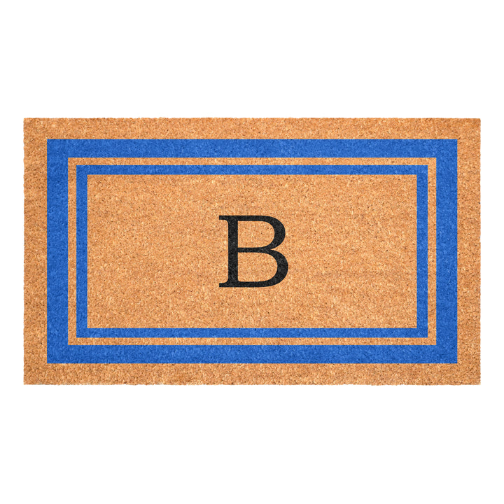 Blue Border Monogram Doormat