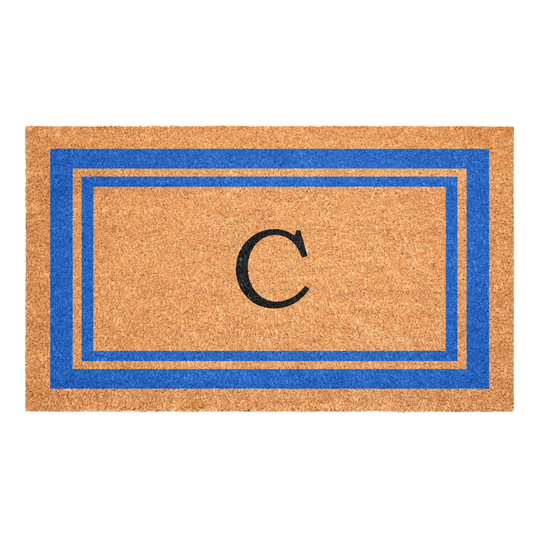 Blue Border Monogram Doormat