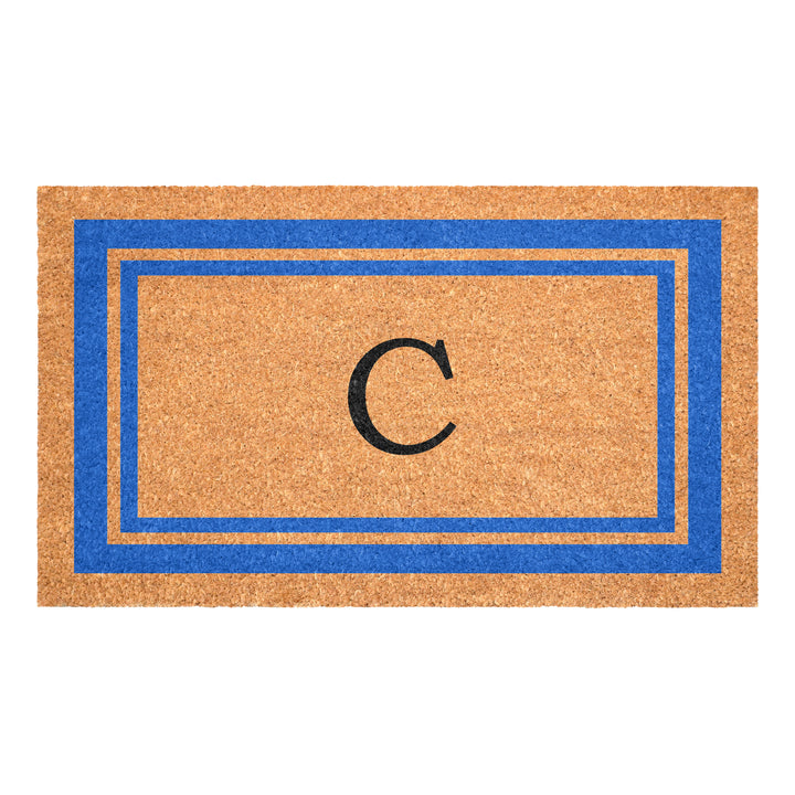 Blue Border Monogram Doormat