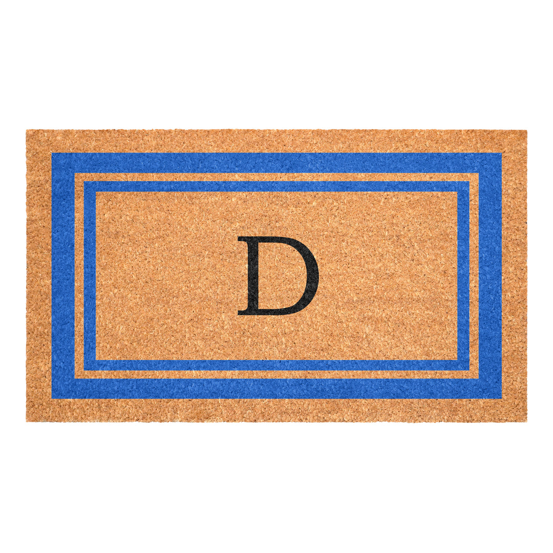 Blue Border Monogram Doormat