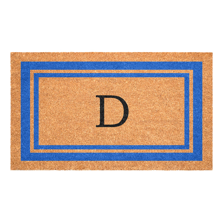 Blue Border Monogram Doormat