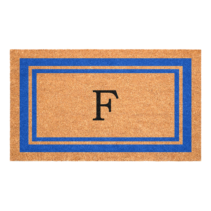 Blue Border Monogram Doormat