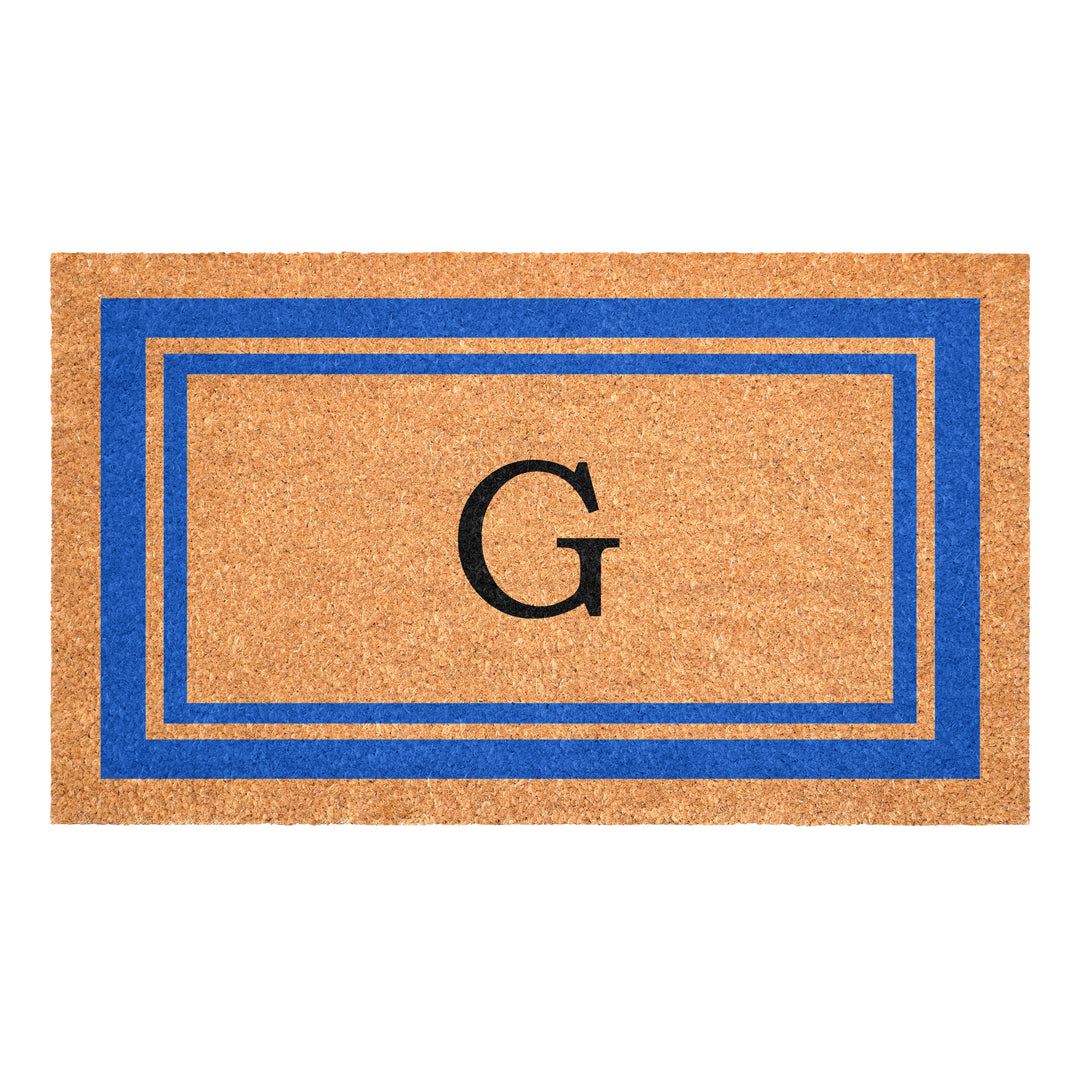 Blue Border Monogram Doormat