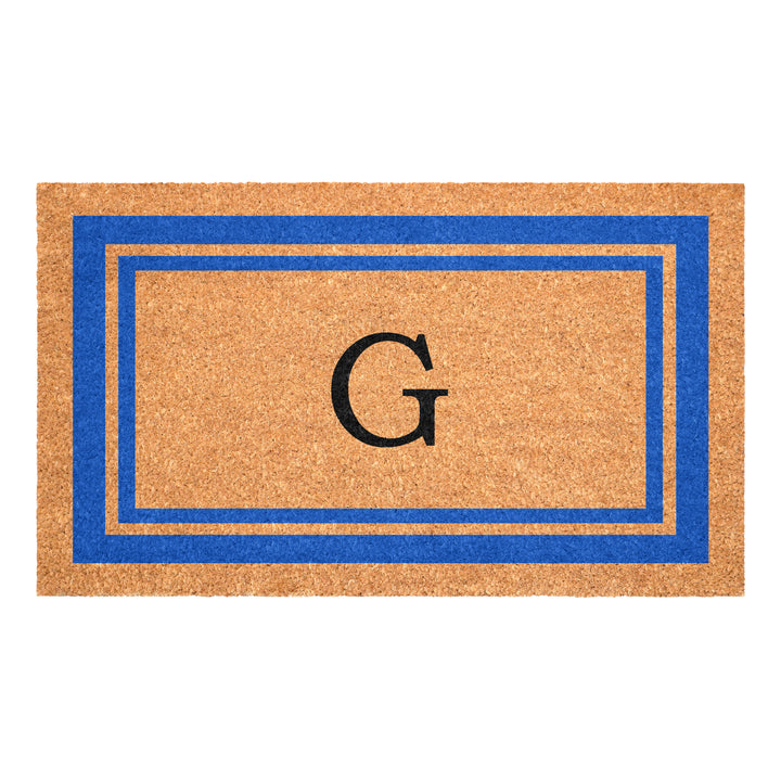 Blue Border Monogram Doormat