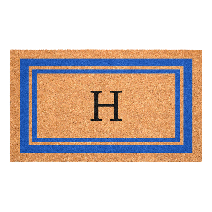 Blue Border Monogram Doormat