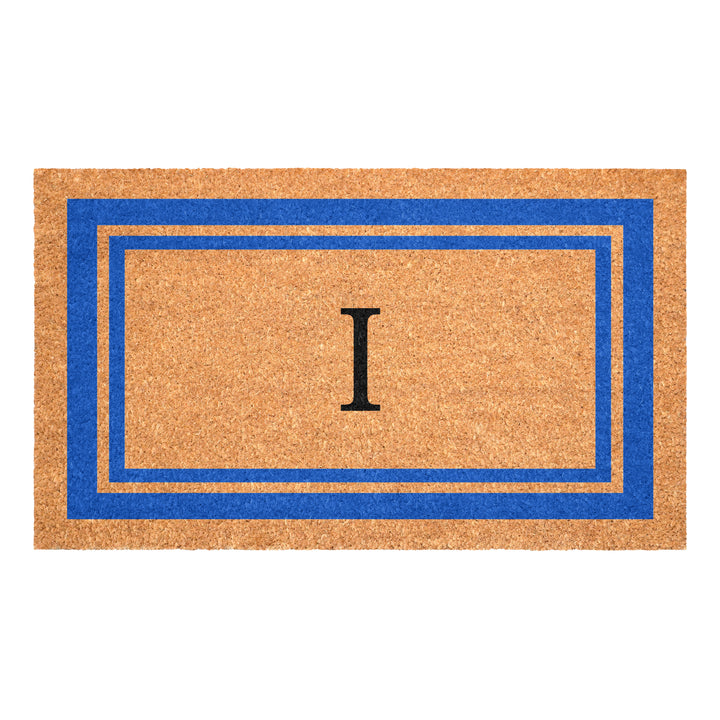 Blue Border Monogram Doormat