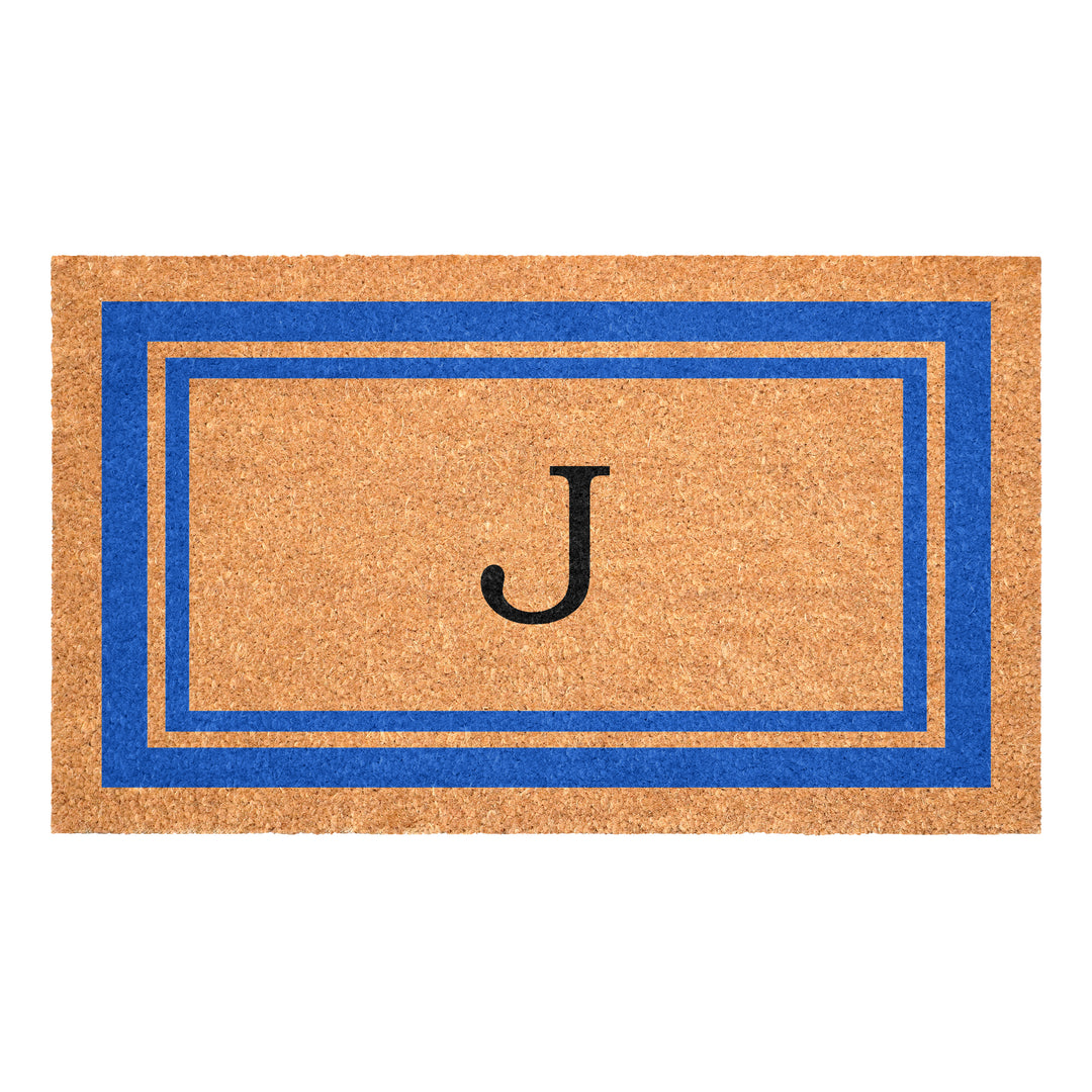 Blue Border Monogram Doormat