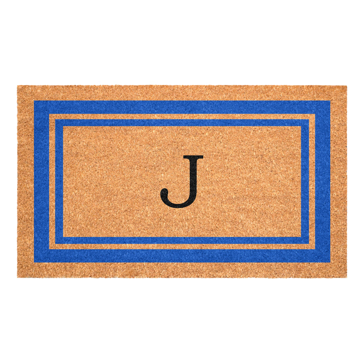 Blue Border Monogram Doormat