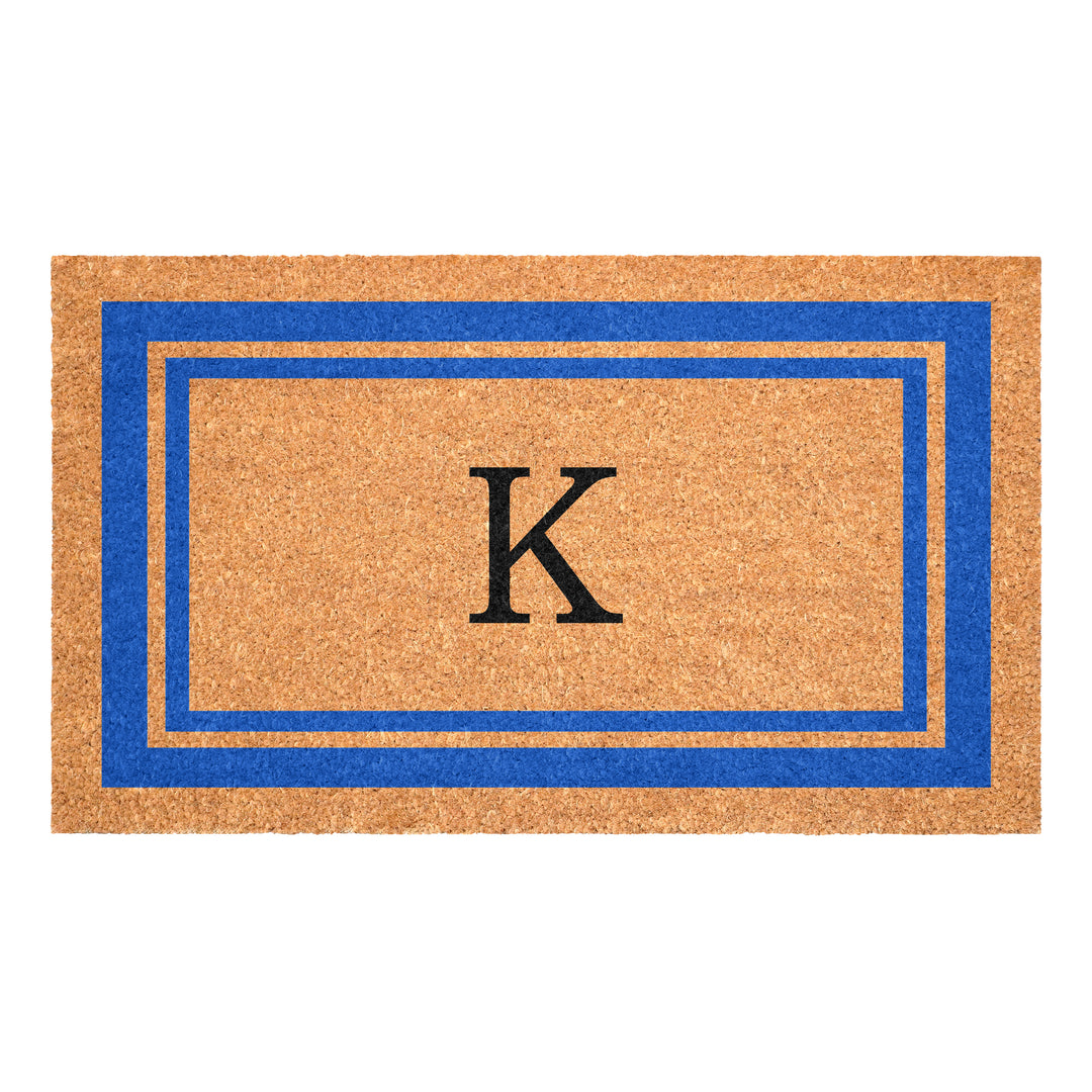 Blue Border Monogram Doormat