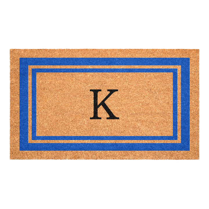 Blue Border Monogram Doormat