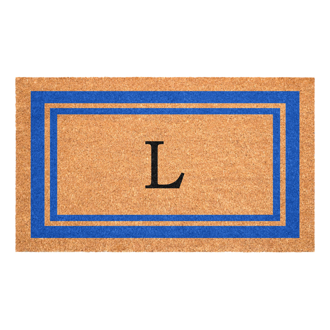 Blue Border Monogram Doormat
