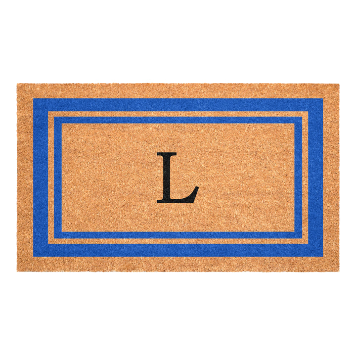 Blue Border Monogram Doormat