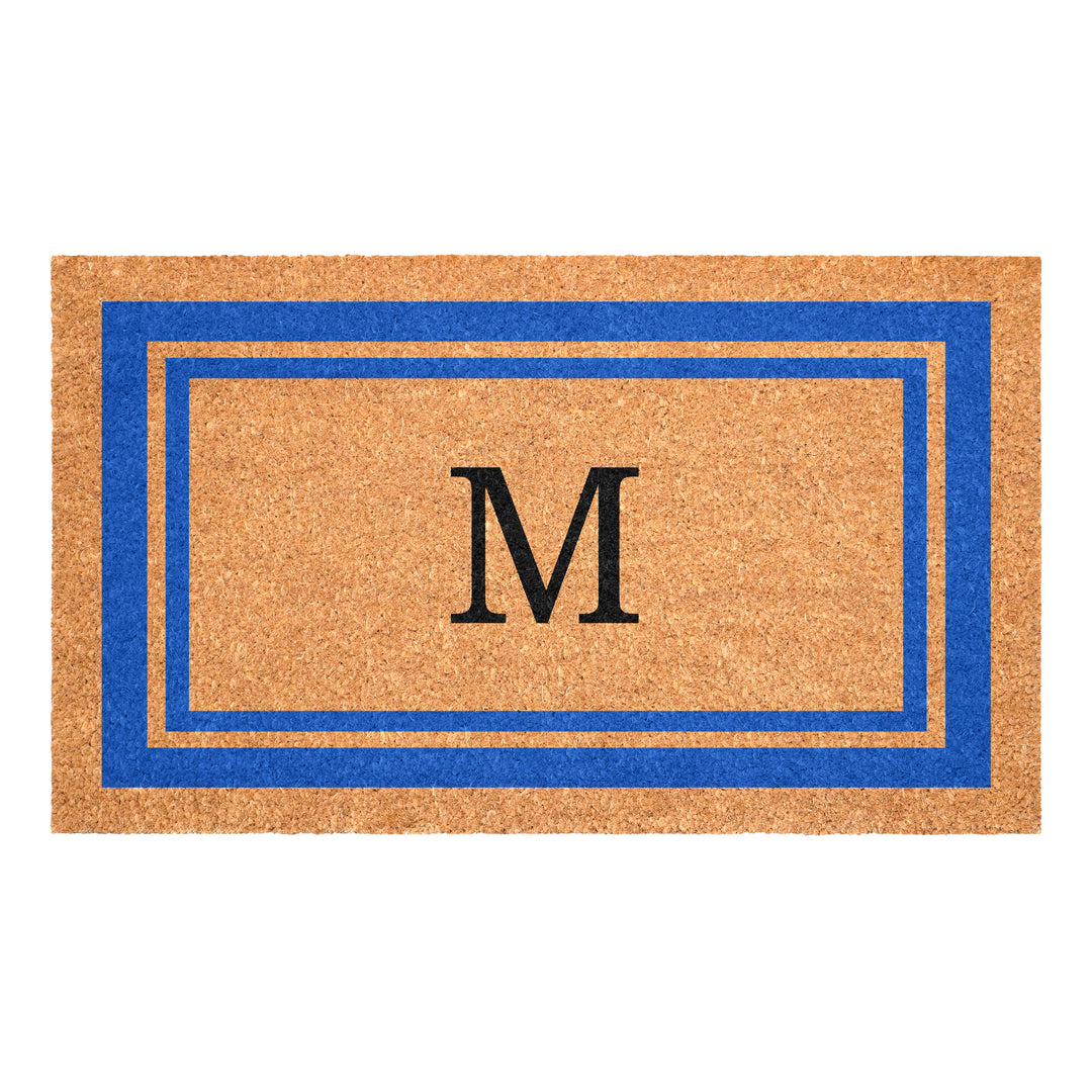 Blue Border Monogram Doormat