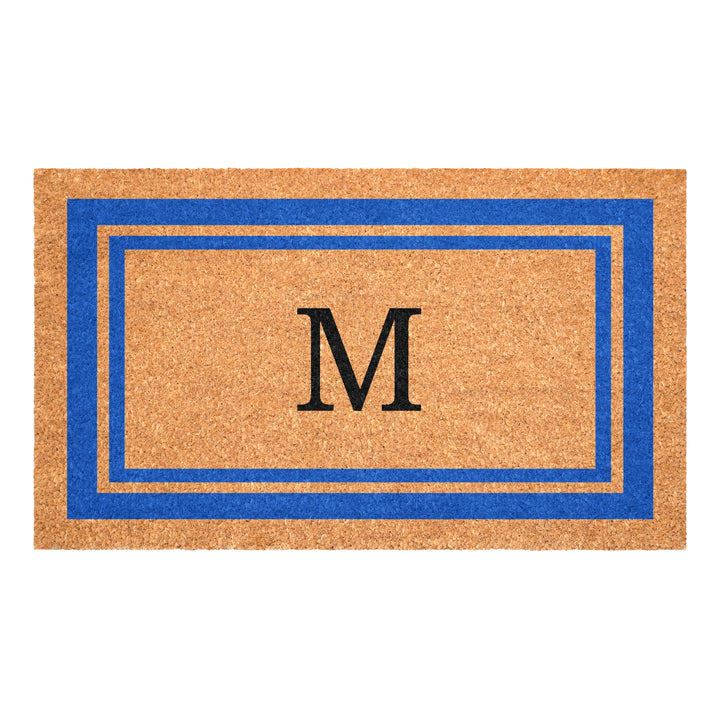 Blue Border Monogram Doormat