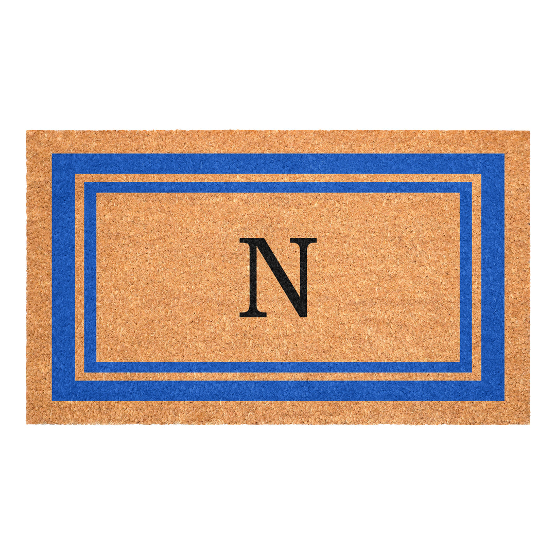 Blue Border Monogram Doormat