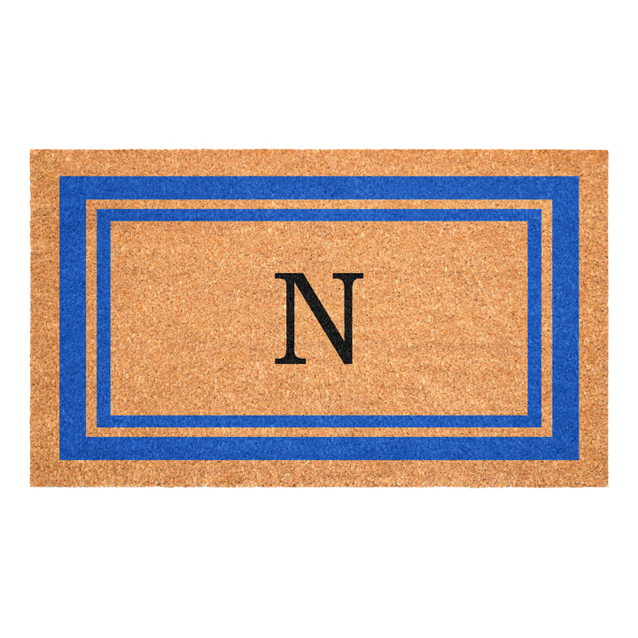 Blue Border Monogram Doormat