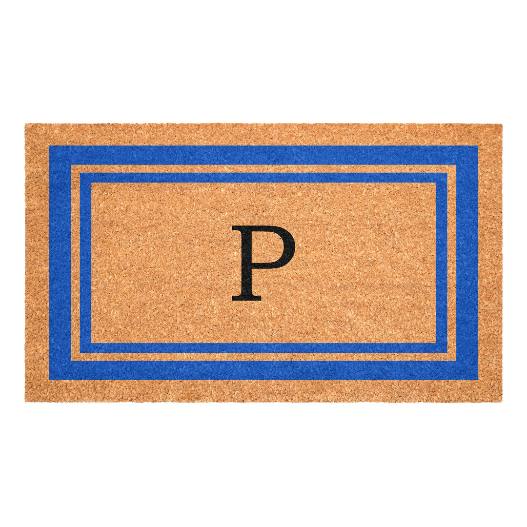 Blue Border Monogram Doormat