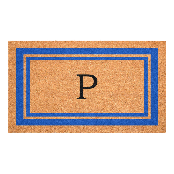 Blue Border Monogram Doormat