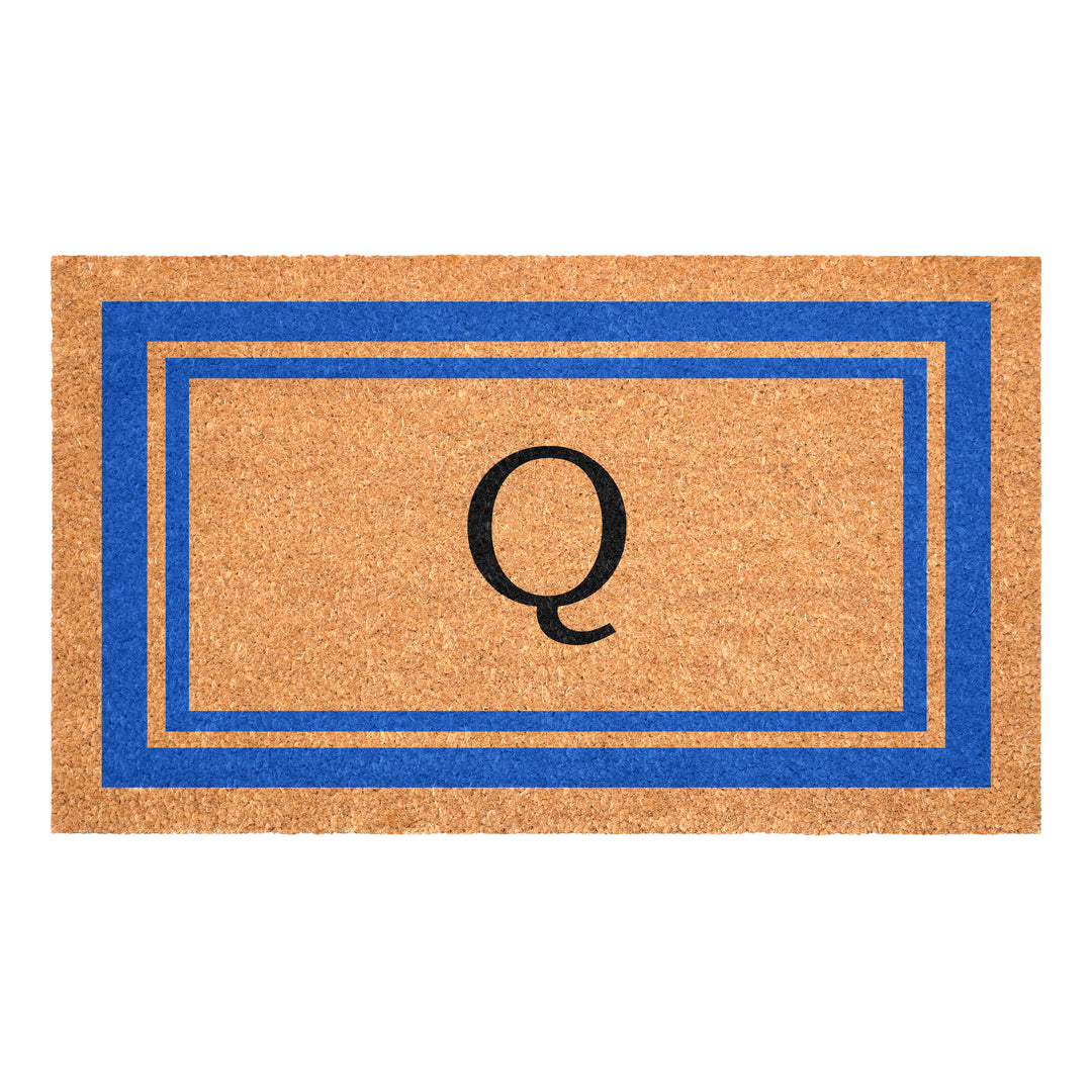 Blue Border Monogram Doormat