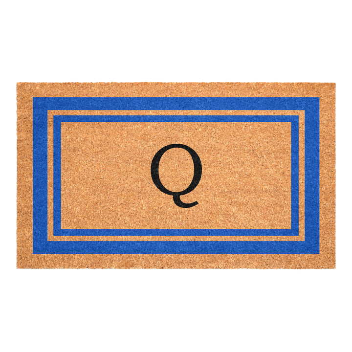 Blue Border Monogram Doormat