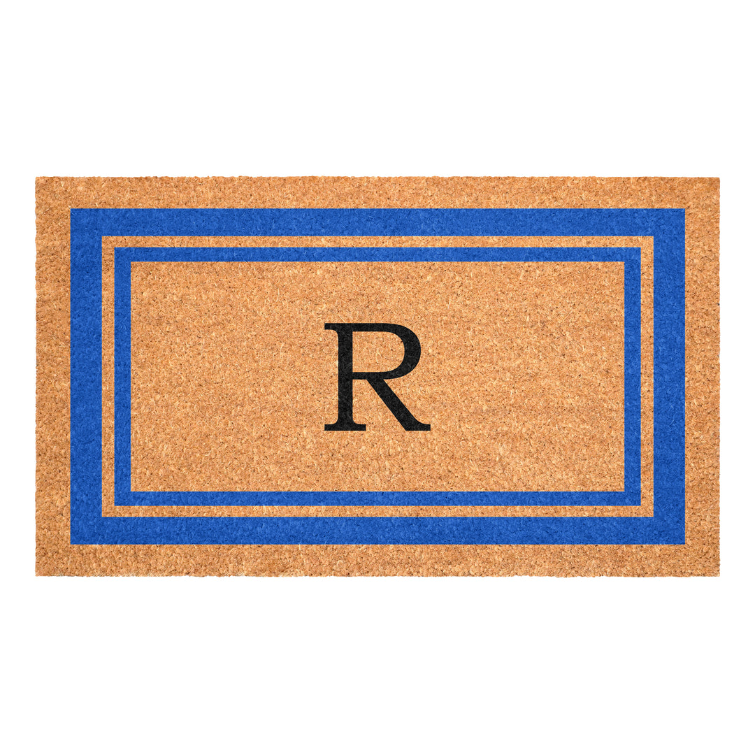 Blue Border Monogram Doormat