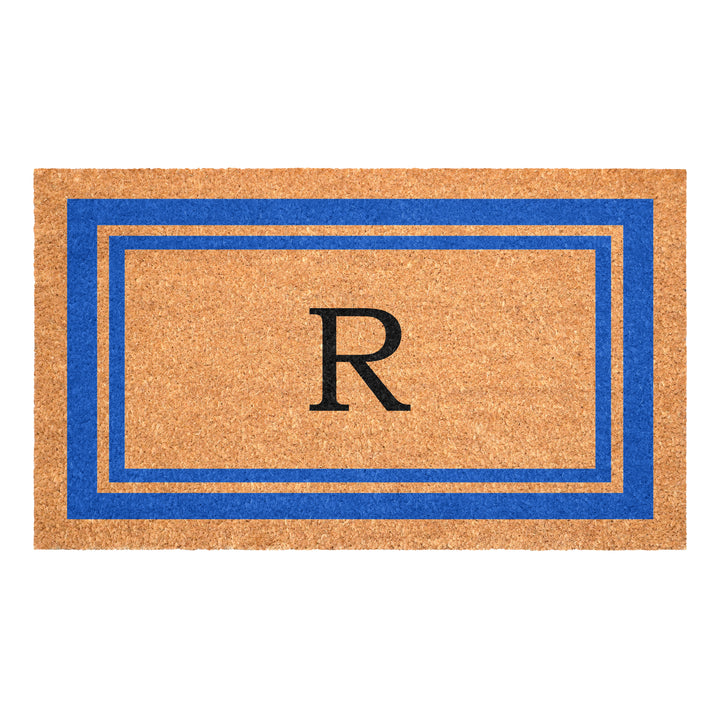 Blue Border Monogram Doormat