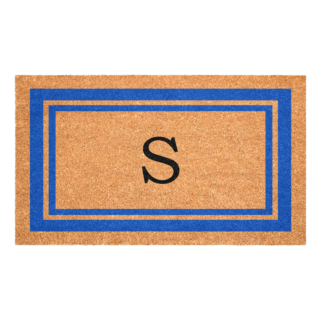 Blue Border Monogram Doormat