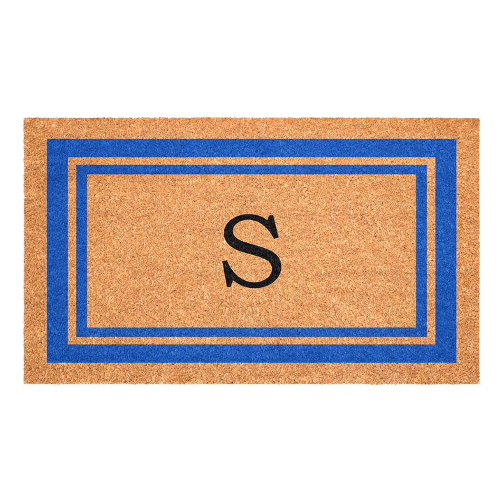 Blue Border Monogram Doormat