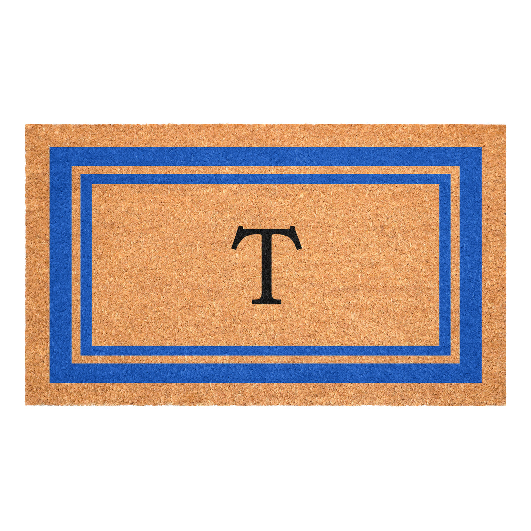 Blue Border Monogram Doormat