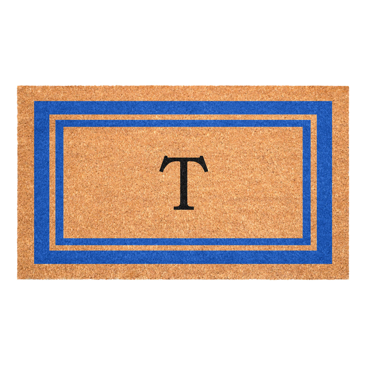 Blue Border Monogram Doormat