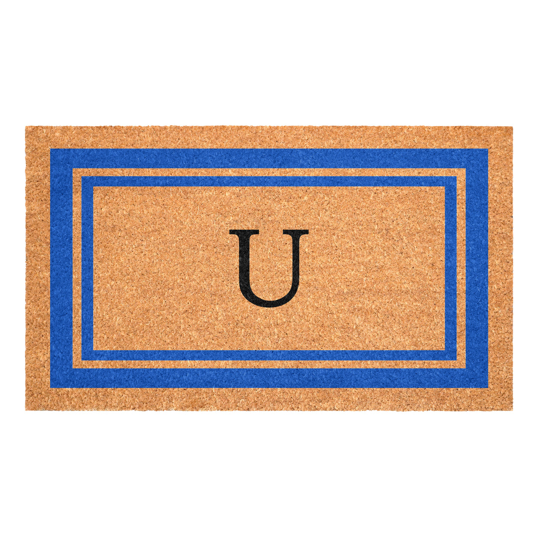 Blue Border Monogram Doormat