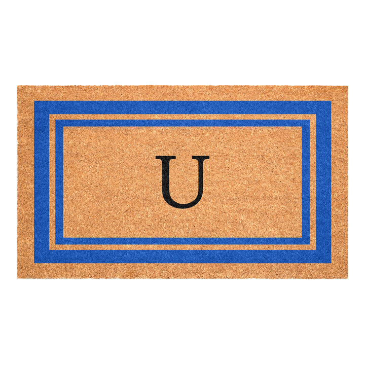 Blue Border Monogram Doormat