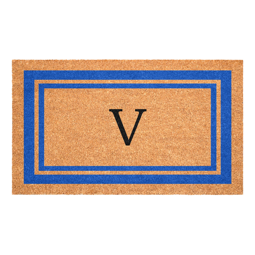 Blue Border Monogram Doormat
