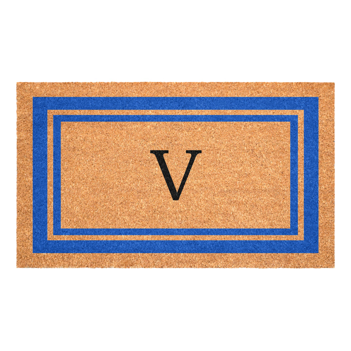 Blue Border Monogram Doormat