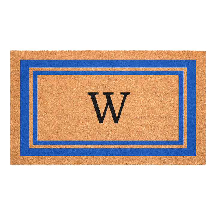 Blue Border Monogram Doormat